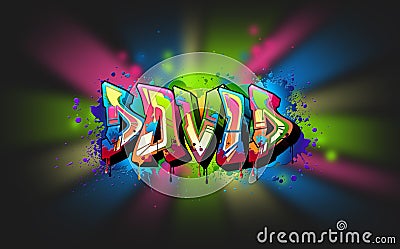 David Name Text Graffiti Cartoon Illustration